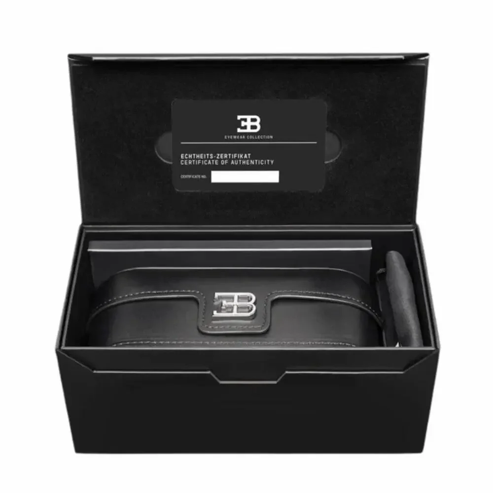 New! BUGATTI 11 SS Black and Sterling Silver Sunglasses Aviator Style, Authentic